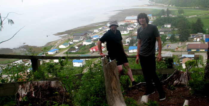 Jonny and Spence climb up to the lookout.